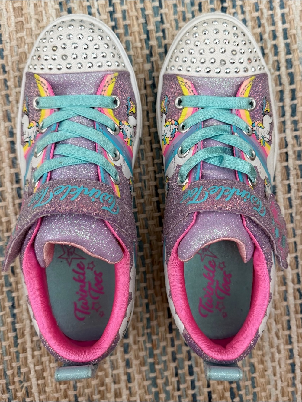 Skechers Girls' Light Up Twinkle Toes in Purple, Teal and Pink